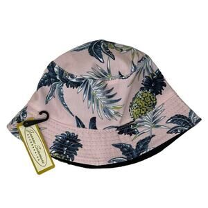 Jeanne Simmons Accessories Hawaiian Pineapple Tropical Palm Print Bucket Hat